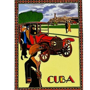 Ceramic Tile 6 x 8" for Wall or Table Top "Retro Cuban 1920's" Stand Included