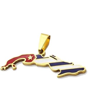 Isle of Cuba Colorful Pendant. Gold Tone