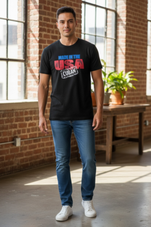 (Black) “Made in The USA with Cuban Parts” T Shirts