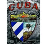 Ceramic Tile 6 x 8" for Wall or Table Top "Decorated Cuban Coat of Arms" Stand Included