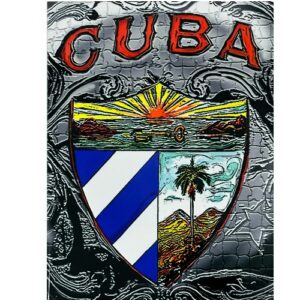 Ceramic Tile 6 x 8" for Wall or Table Top "Decorated Cuban Coat of Arms" Stand Included