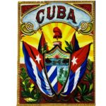 Ceramic Tile 6 x 8" for Wall or Table Top "Retro Cuban Coat of Arms" Stand Included