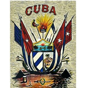 Ceramic Tile 6 x 8" for Wall or Table Top "Military Cuban Coat of Arms" Stand Included