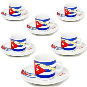 Cuban Flag Demitasse Set – 6 Cups and Matching Saucers