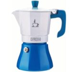 Cuban Coffee Maker – Aluminum Construction, 3 & 6 Cups, Ocean Blue Design