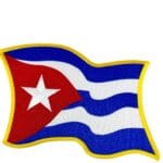 Large Embroidered Cuban Flag with Glue Backing 9" x 6"