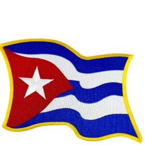 Large Embroidered Cuban Flag with Glue Backing 9" x 6"