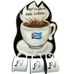 Wall Wood Plaque with 3 & 2 Cuban Coffee Cups