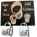 Wall Plaque with Two Cuban Coffee Cups – 8 x 6"