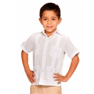 Cuban Guayabera for Boys – Short Sleeve Traditional Shirt with 4 Pockets
