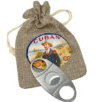 Cigar Cutter in Decorated Jute Bag