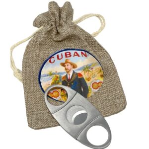 Cigar Cutter in Decorated Jute Bag