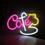 Café Neon Sign – Yellow, Fuchsia & White LED Wall Decor (9" x 6")