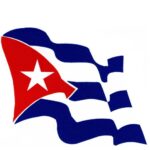 Decal Cuban Flag Flying in the Wind 3" x 3"