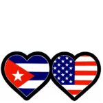 Decal Cuban American Hearts 5" x 2 1/2"