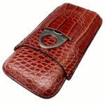 Cocodrile Patterned 3 Cigar Case with Cutter