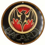 Vintage Bacardi Logo Round Metal Sign