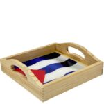 Wood Tray with Cuban Flag 6" x 4"