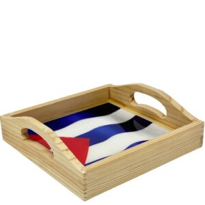 Wood Tray with Cuban Flag 6" x 4"
