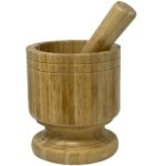 Bamboo Wood Large Mortar with Pestle 6" x 5"