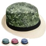 Adult Straw Trilby Fedora Hat Set with Black Band
