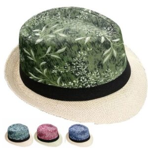 Adult Straw Trilby Fedora Hat Set with Black Band