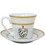Elegant Demitasse Set of 6 with Cuban Coat of Arms and Gold Trimmings