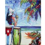 Framed Retro Image "Beach Scene 2 " 1950's 16" x 20" Height