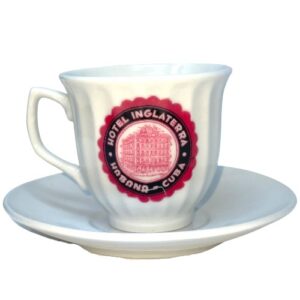 Demitasse Set of 4 Cups and Saucers with Metal Stand – "Hotel Inglaterra"