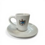 Set of white coffee cups with the Cuban coat of arms 4-cup black espresso coffee set with Cuban crest (gold or silver).