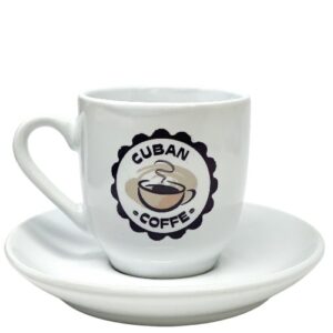 Demitasse Set with Metal Stand – Set of 4 Cups and 4 Saucers