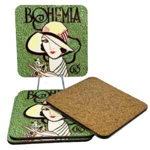 Coasters Set of 4 Retro Bohemia Magazine 1950.