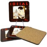 Coasters Set of 4 Retro Sociales Magazine 1920. Massaguer.