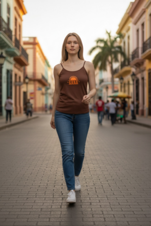 Cuba Sunset Graphic Spaghetti Strap Tank Top Size S