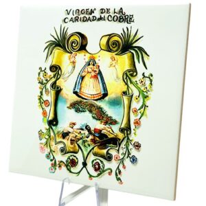 Ceramic Tile 6 x 6" with image of Caridad del Cobre. For Wall or Table