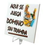 Ceramic Tile 6 x 6" Aqui se juga Domino sin Trampa. For Wall or Table