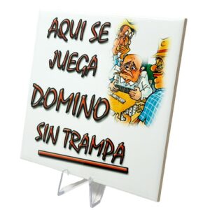Ceramic Tile 6 x 6" Aqui se juga Domino sin Trampa. For Wall or Table