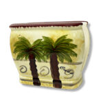 Ceramic Napkin Holder with Tropical Palm Design