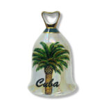 Ceramic Table Bell with Tropical Palm Design