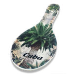 Ceramic Kitchen Spoon Rest with Tropical Palm Decoration