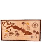 Engraved Wood Map of Cuba 10" x 5"