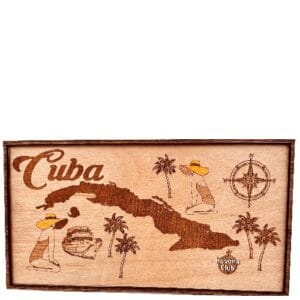 Engraved Wood Map of Cuba 10" x 5"