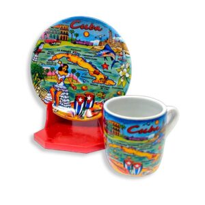 Demitasse Cup with Plate and Easel - Cuban icons