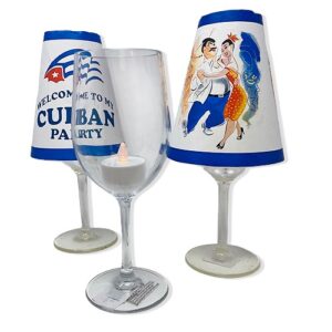 (Pack of 6) Wine Glass Shade Cover with Different Cuban Designs