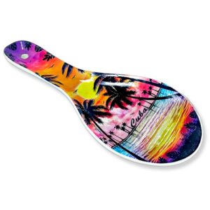Ceramic Spoon Rest with beautiful Palm tree design Cuban Motifs
