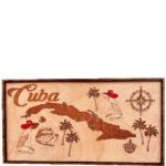 Engraved Wood Map of Cuba 10" x 5"