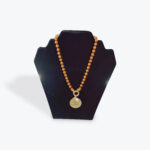 Orange Bead Necklace with Coin and Shell Charm