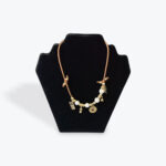 Leather Necklace with Pearls and Gold Charms