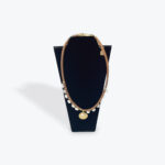 Leather Necklace with Gold Coin Pendant and Pearl Accents