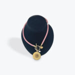 Braided Leather Necklace with Compass Medallion